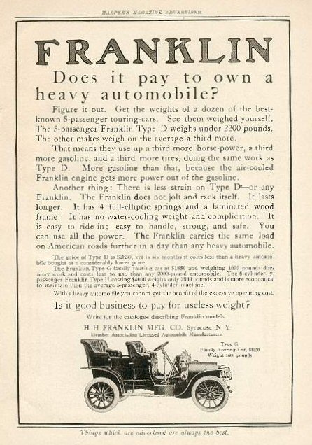 1908 Franklin Auto Advertising